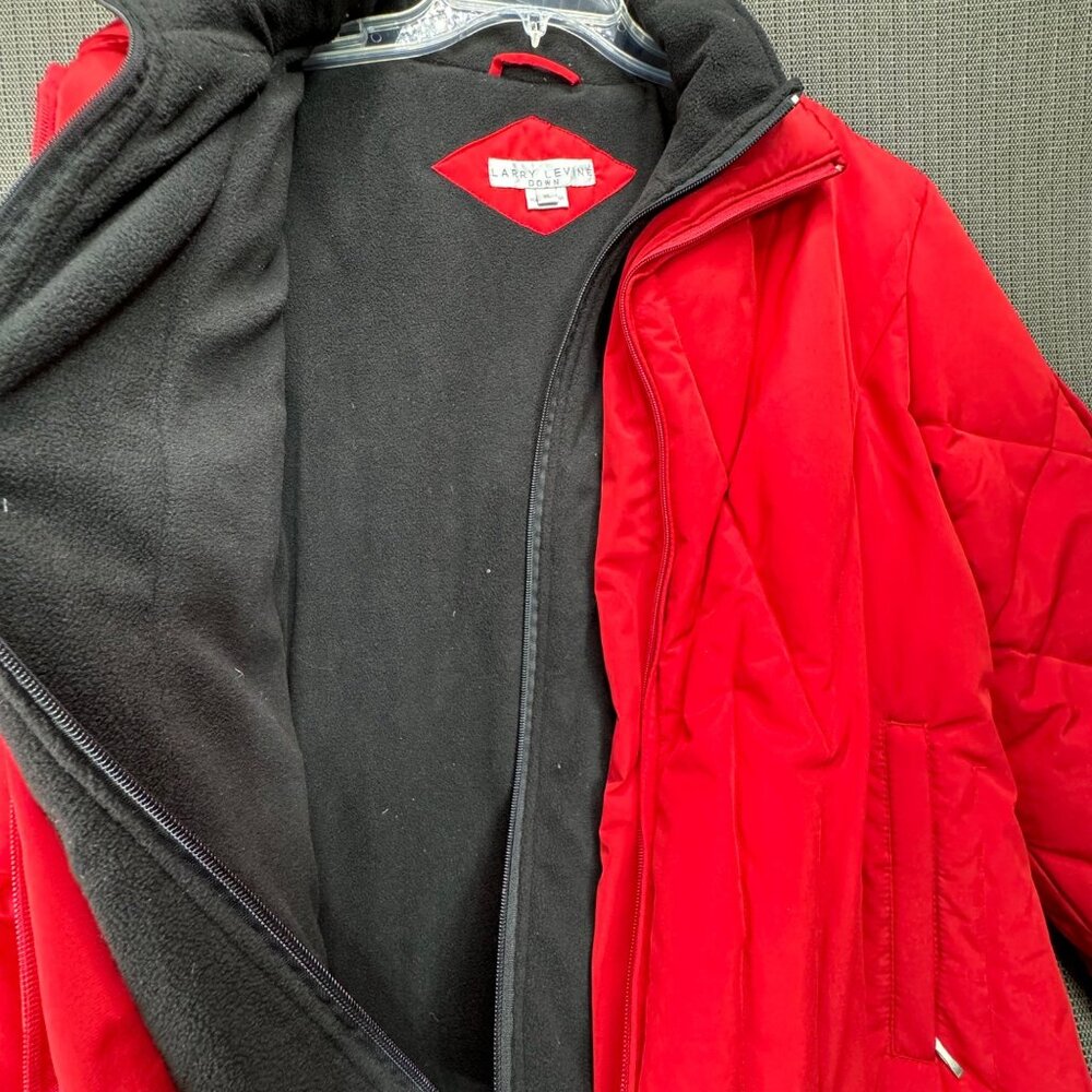 Women's Larry Levine Down Red Quilted Puffer Jacket Coat - Size XL no hood - Picture 8 of 9